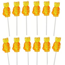 Lollipop Party Favors Honey Flavored Hard Candy Shaped Bears Lollipops, Individually Wrapped Suckers for Birthday Parties and Baby Showers Decorations Pack of 12