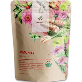 Gardenika Organic Loose Leaf Herbal Tea, Caffeine Free, Wellness and Immunity - 4 oz (Immunity)