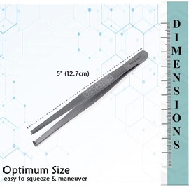 Kocher 1x2 Rat Teeth Thumb Tweezers Tissue Dissecting Straight Forceps Ridged Handle Stainless Steel Pliers (5" Pack of 1)