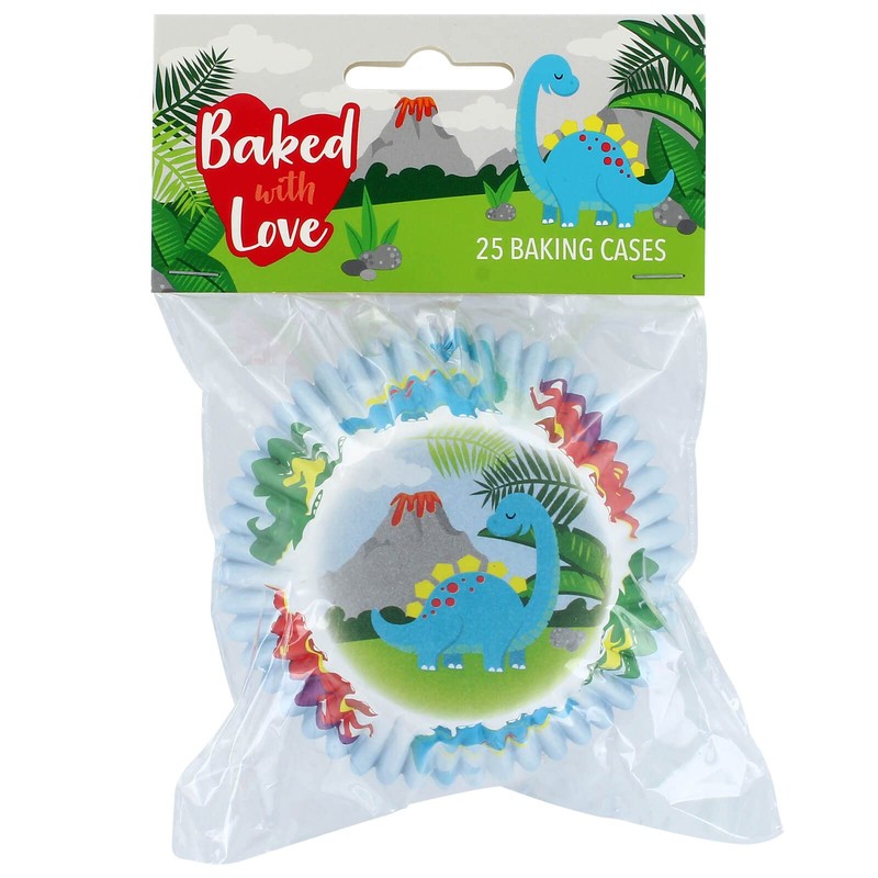 Baked with Love Dinosaur Baking Cases, 50mm Foil Lined Baking