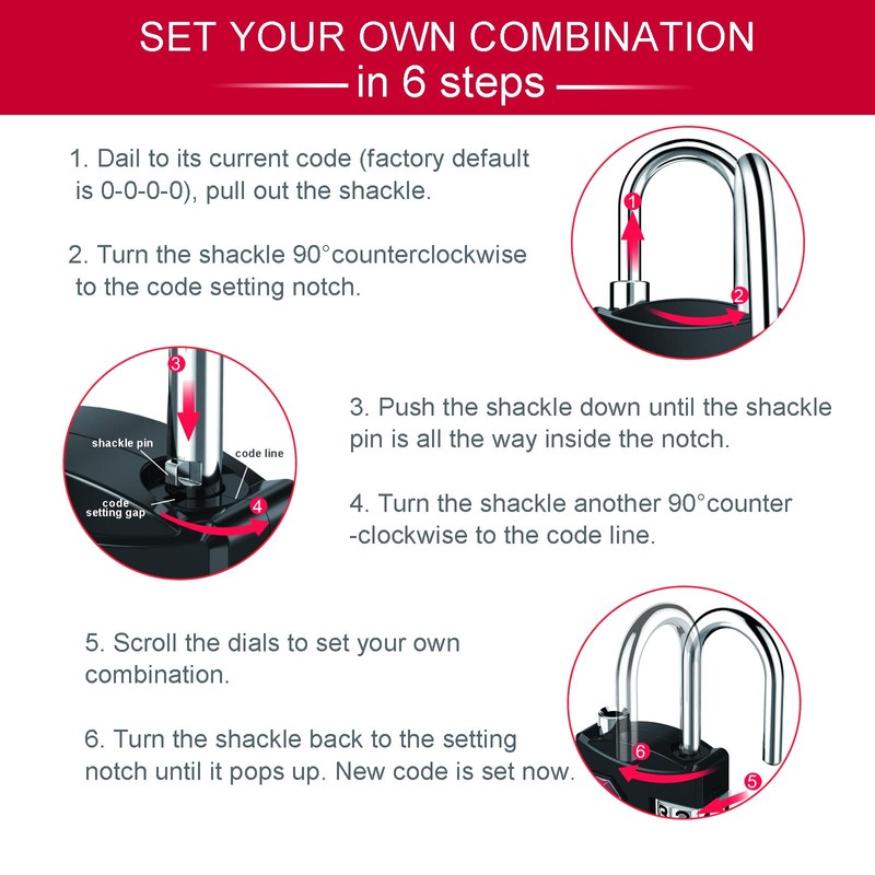 ZHEGE Luggage Lock, TSA Approved Travel Lock, 4 Digit Combination