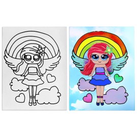 Pre Drawn Stretched Canvas Painting for Kids | Custom Iris Theme | Birthday Gift Iris Rainbow Goddess Theme | Paint party favor Canvas Only | DIY (8x10 Inches)