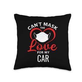 Car Guy Hub Funny Guy Gift-Can't Mask The Love for My Car Throw Pillow, 16x16, Multicolor