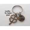 Bronze Four Leaf Clover Charm Keychain with Pinky Promise Charm