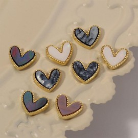 GUEDKIKL 40 Pcs Love Heart Ornaments, Shiny Nail Rhinestone 3D Nail Charm Decoration Heart Shaped Nail Art Stone Delicated DIY Crafts for Women and Girls