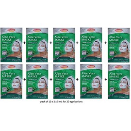 Schaebens Aloe Vera Maske - Sofortwirkung - mit Sanddorn, Sheabutter und Panthenol - für 20 Anwendungen (10 x 2 Einheiten) - für alle Hauttypen