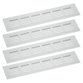 QUARKZMAN Air Vent Cover, Pack of 4, 250 x 50 mm, Aluminium Alloy Mesh Air Return Air Grille Cover, Rectangular Ventilation Grille for Shoe Cabinet, Wardrobe (Silver)