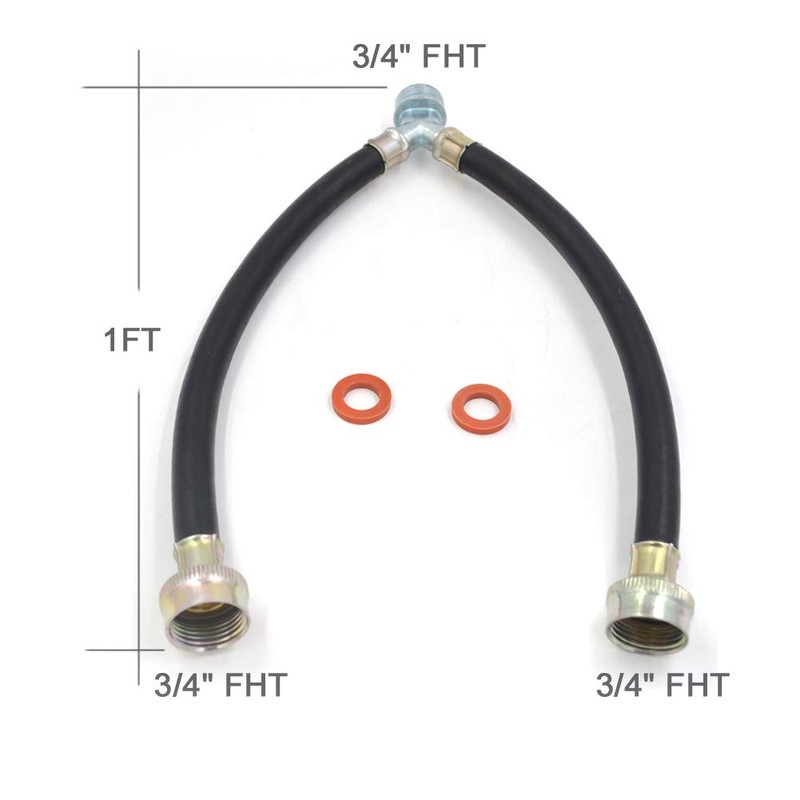 TT FLEX Rubber Washing Machine Y Mixer Hose Connector, 3/4"