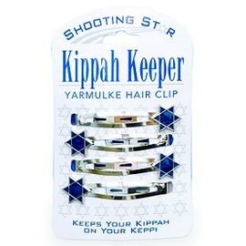 Kippah Keeper Yarmulke Hair Clip Blue Star of David Silver Kippot Clips