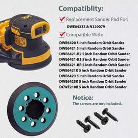 2 Pack Sander Replacement Pad for DWE6421 DWE6423 DCW210B, 5 Inch 8 Hole Hook and Loop Orbital Sander Pads Compatible with DeWalt DWE64233 N329079 Random Orbit Sander