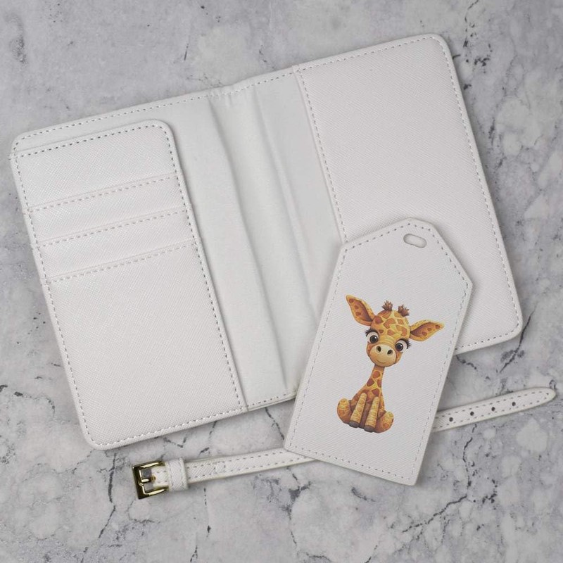Azeeda 'Baby Giraffe' Passport Cover & Luggage Tag Travel Set