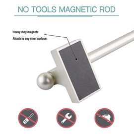 Magnetic Curtain Rods Multi-Use Adjustable Appliance Metal Doors Magnetic Rods, 16-28 Inch, 1/2 Inch Diameter, 4 Pack,Nickel