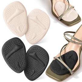 DR JK- Ball of Foot Cushions, 2 Pairs, Black & Beige, Metatarsal Pads Women, Heel Pads for Shoes Women, Ball of Foot Cushions