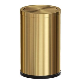 LEASYLIFE 18L/4.7GAL Gold Bathroom Trash Can with Lid，Medium Garbage Can with Flipping Lid,Round Trash Bin for Bedroom,Living Room,Kitchen,Office (4.7gal-Gold)