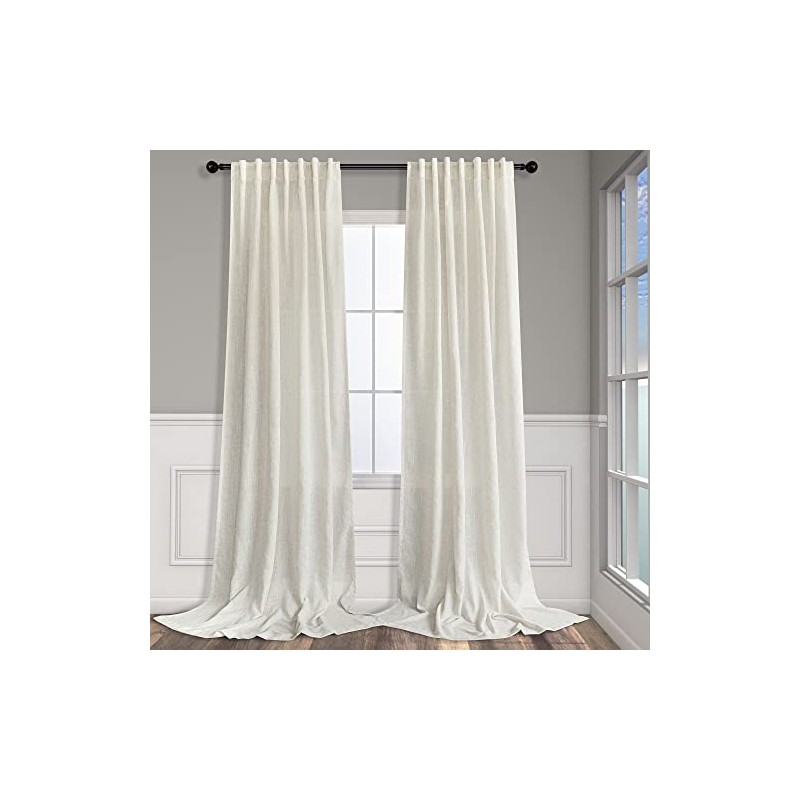 Pitalk - Cortinas extralargas de Lino Natural de 120 Pulgadas
