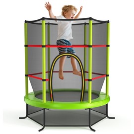 KOTEK 55" Toddler Trampoline, ASTM Approved Mini Recreational Trampoline with Safety Enclosure Net & Double-Sided Zipper, Indoor Trampoline for Kids Ages 3-8, Chritsmas Birthday Gift for Boys Girls