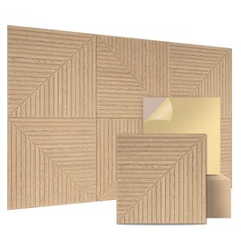 Art3d 6-Pack Self-Adhesive Acoustic Wall Panels for Home Décor, 24 x 24 Inch Soundproofing Panels for Office Studio Bedroom - High Noise Absorption Polyester Fiber, Wood Grain Airbrush