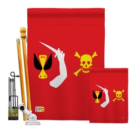 Breeze Decor Christopher Moody Garden House Flag - Kit Coastal Pirate Ship Skull Treasure Map Carribean Jolly Blackbeard Jack - Decoration Banner Small Yard Gift Double-Sided Made in USA 28 X 40