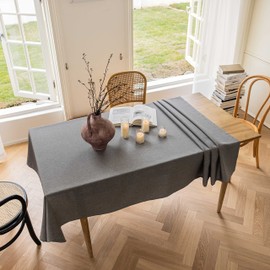 Home Brilliant Wipe Clean Table Cloth Rectangular 55x86 Inch, Water Resistant Spill Proof Rectangle Tablecloth for Cafe Restaurant, Light Grey, 140CM x 218CM