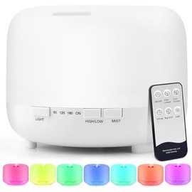 Humidificadores para Recámara 500ML, Difusor de Aceites Esenciales, de Niebla Fría Súper Silenciosos para Bebé, 7 Colores, 2 Niveles de Niebla, 4