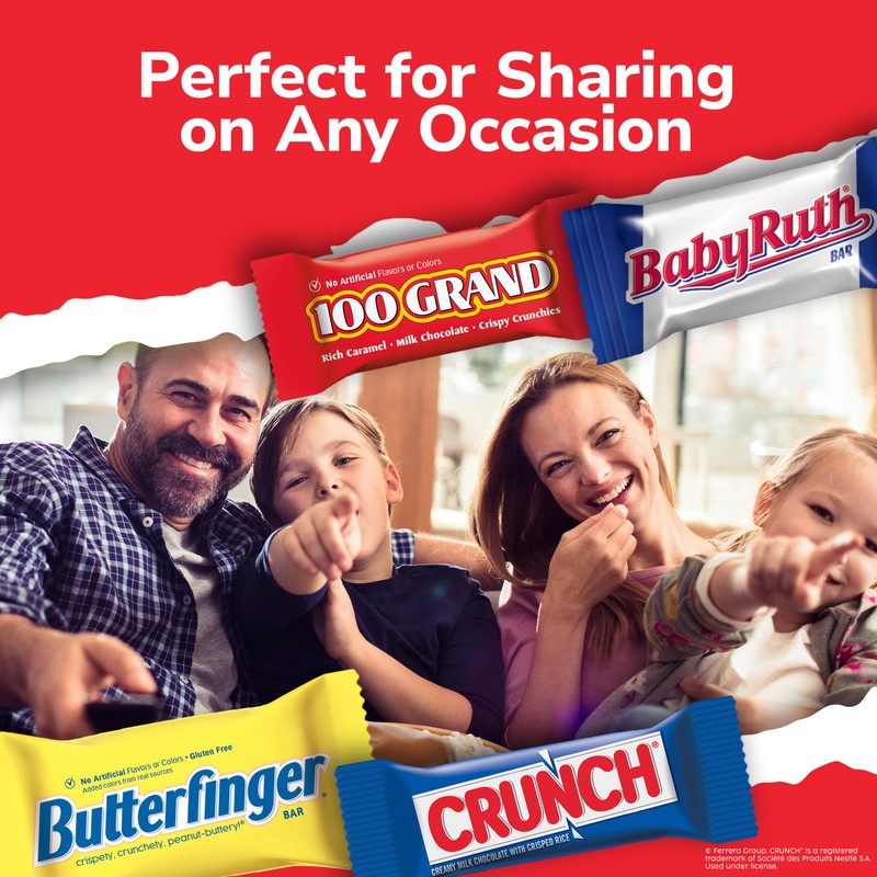 Butterfinger, CRUNCH, Baby Ruth, 100 Grand Minis, Assorted Candy Bars,