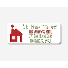 60ct - Christmas We Have Moved Return Address Labels, Return Address Stickers, Holiday Address Stickers (#302-1-WH)