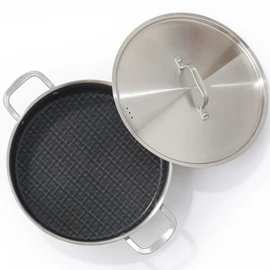 DELARLO Tri-Ply Stainless Steel Braiser Pan with Lid Nonstick 6 Quart Cooking Pot Induction Rondeau Deep Frying Pan,Large Saute Pan,Heavy Duty,Dishwasher and Oven Safe to 550℉
