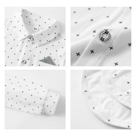 Volunboy Baby Boys Gentleman Suit, Toddler Formal Bow Tie Shirts + Suspenders Pants 4PCS Outfit(9-12 Months,Tag Size 73,Greydots)