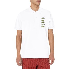 Lacoste Men's Seasonal Short Sleeve Classic Fit Chest Branding Polo, White, XX-Large