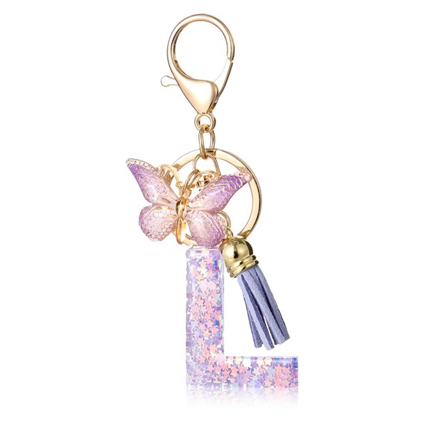 EIROVYA Keyring Letter Keyring with Initial Letter Butterfly Keyring Teenager