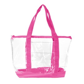 DALIX Clear Shopping Bag Security Work Tote Shoulder Bag Womens Handbag (Hot Pink)