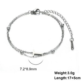 Yimofy Initial Bracelet for Women Dainty Double-Layer Letter Bracelets Women's Silver Plated Stainless Steel Layering Wrist Bracelet Chain T