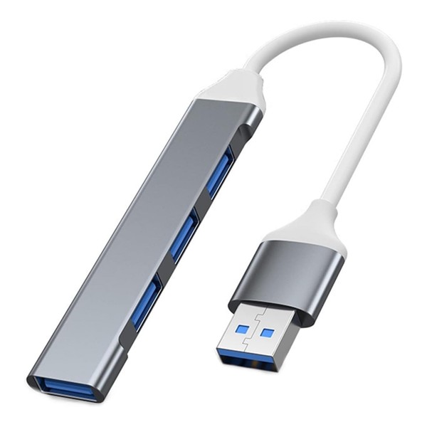 USB Hub, USB3.0, 1 Port, USB2.0, 3 Ports, Maximum Transmission Rate 3.0 Gbps, Compatible with USB2.0/1.1, Computer, USB-A, Hub, 4 in 1, USB3.0 x 1, USB2.0 x 3, HUB, USB Extension, Compatible with Windows, Mac, PS4, PS5, Chromebook, etc. usb2.0 Home Work Telework (Gray)
