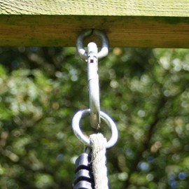 Garden Games Swing Hooks Heavy Duty M12 Swing Hanger Bolts with Carabiner Clips to Hang Swing Accessories or Swing Seats from a Climbing Frame or Swing Frame (Single)