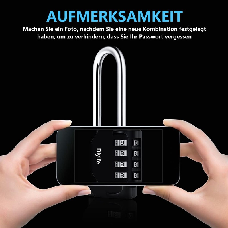 Diyife Pack of 2 Combination Lock, Long Shackle 6.7 cm,