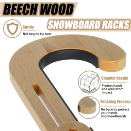 JUSTOOP Adjustable Snowboard Stand Racks, Sturdy Freestanding Snowboard Rack with Floor-Standing Design,Vertical Showcase for Home and Business, Beech Wood, 1PCS