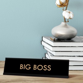 The Boss Novelty Desk Sign. Black Frame | (2 x 8")