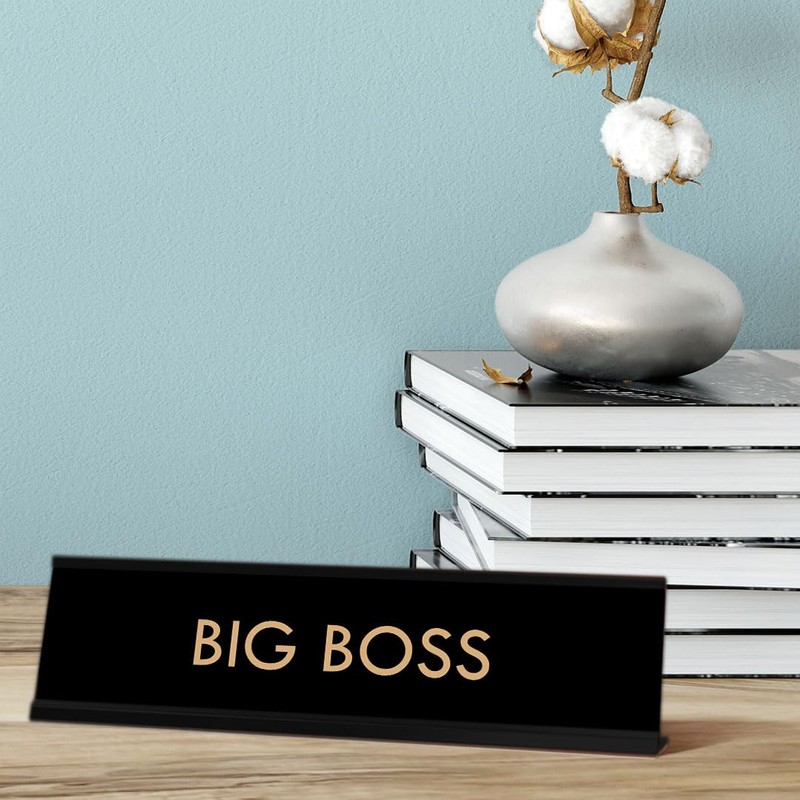 The Boss Novelty Desk Sign. Black Frame | (2 x
