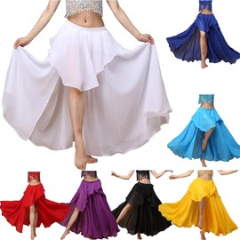 MUNAFIE Long Skirt with Slit, Irregular Skirts for Women, Dance Skirt, Dance Dress, Belly Dance Costume, White
