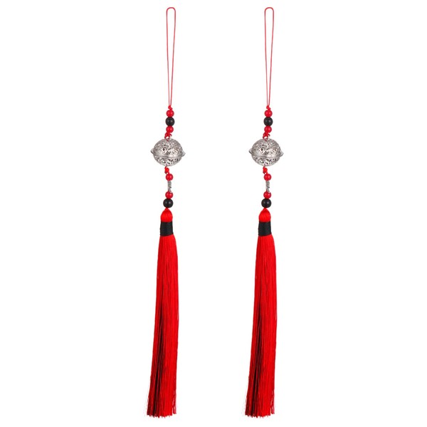 sourcing map 2Pcs 31cm/12.2" Pendants with Tassels, Red Black Classic