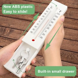 Dexspoeny 2025 Upgrade Modern White Thermometer Key Hider Outdoor Garden Key Holder