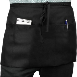 PrixPrime - Schwarze Taillenschürze 60x30 cm mit 3 Taschen 3er-Pack