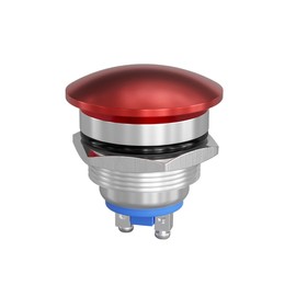 HBAN 16-22MM Mushroom Head Push Button Switch, Momentary Waterproof IP65 Metal Start Button- 1NO Press ON Release Off Mouting Domed Screw Terminal SPST 5A 250V (22mm, Red)