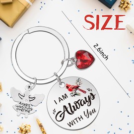 Cardinal Memorial Keychain Gifts, I Am Always With You Bereavement Condolences Keychains Sympathy Gift for Loss of Mother Father Son Daught Wife Husband Friend Merry Christmas