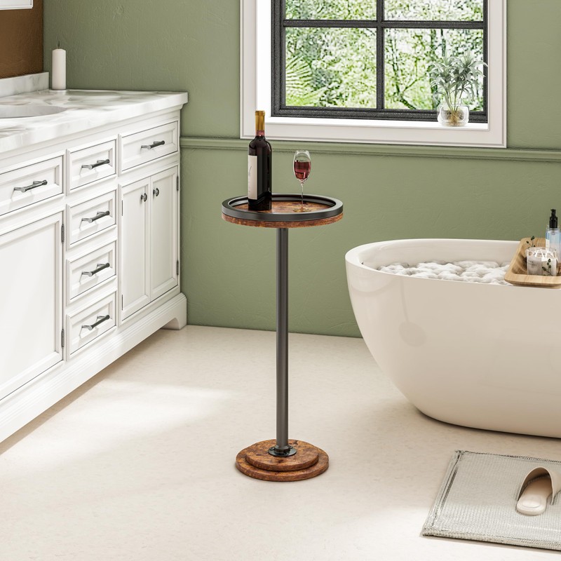 Round Martini Drink Table, Small Side Table for Small Spaces,