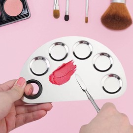 visn Placa de Maquillaje - Paleta de Maquillaje de Acero Inoxidable Paleta de Mezcla de Artistas con espátula para Mezclar cosméticos, Mezclar Maquillaje de Pintura (semicírculo) Ypeng