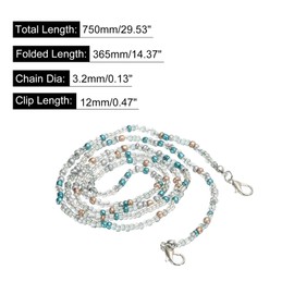HARFINGTON Eyeglass Chain, 30" Beaded Sunglasses Strap Holder Around Neck Eyewear Retainer Chain Hat Strap Lanyard, Blue