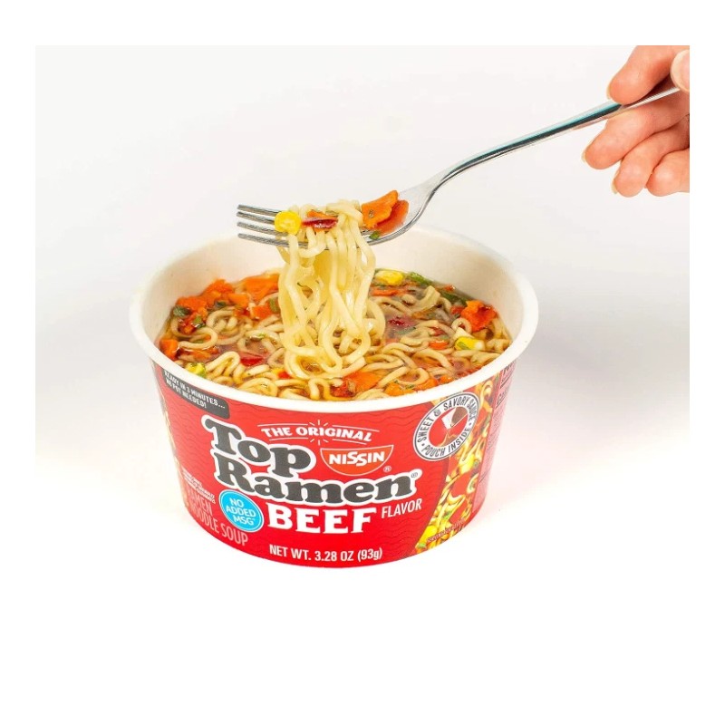 Nissin Top Ramen Bowl Ramen Noodle Soup, Beef, 3.28 Ounce