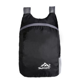 FineGood Folding Backpack, 5.7 gal (22 L), Folding Bag, Running Bag, Ultra Lightweight, Packable, Daypack, Small Travel, Hiking Backpack, Outdoor Backpack, Bicycle, Jogging, Cycling, Sports, School, Work, Unisex, Black
