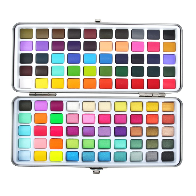 100 Colors Watercolor Paints Set High Transparency Pearlescent Solid Watercolor